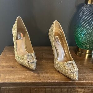Badgley Mischka Gold Embellished Heels